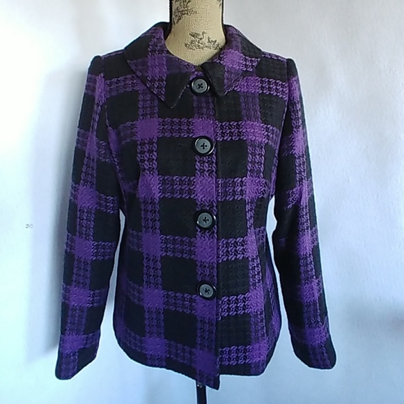 Women's purple plaid jacket Clearance